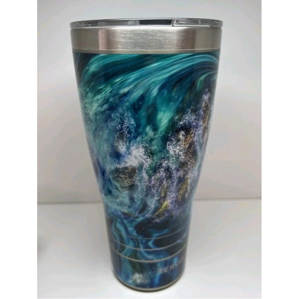 Tervis V3 30oz Stainless Steel Tumbler Teal Splash Insulated NWT Lid Travel Mug
